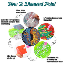 Load image into Gallery viewer, 4PCS Wooden Diamond Painted Placemats for Dining Table Decor (Sun and Moon)
