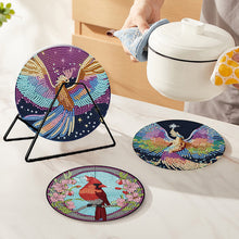 Load image into Gallery viewer, 4PCS Wooden Diamond Painted Placemats for Table Decor (Phoenix Hummingbird)
