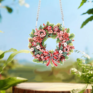Special Shaped+Round Diamond Painting Wreath Ornament for Xmas Wall Decor (#4)