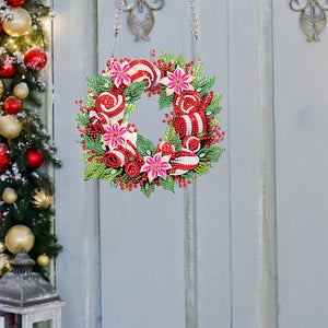 Special Shaped+Round Diamond Painting Wreath Ornament for Xmas Wall Decor (#6)
