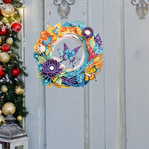 Special Shaped+Round Diamond Painting Wall Decor Wreath(Flower and Butterfly #4)