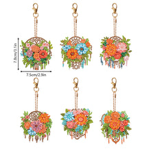 Load image into Gallery viewer, 6PCS Flower Dreamcatcher Double Sided Diamond Painting Art Keychain Pendant
