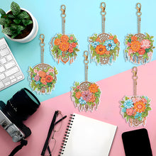 Load image into Gallery viewer, 6PCS Flower Dreamcatcher Double Sided Diamond Painting Art Keychain Pendant
