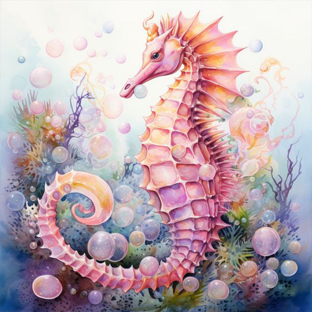 Pink Seahorse 30X30CM(Canvas) Full Round Drill Diamond Painting