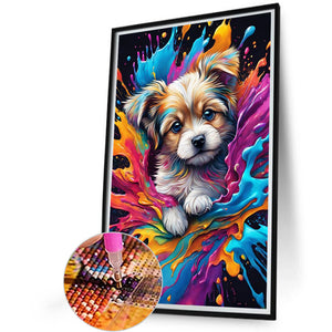 Color Paint Dog 40X60CM(Canvas) Full Round Drill Diamond Painting