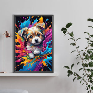 Color Paint Dog 40X60CM(Canvas) Full Round Drill Diamond Painting