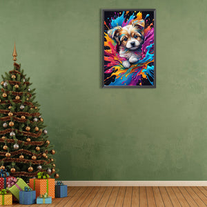 Color Paint Dog 40X60CM(Canvas) Full Round Drill Diamond Painting