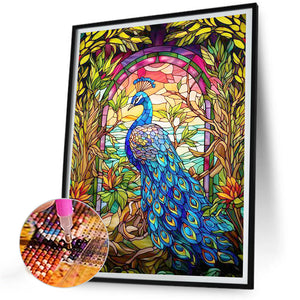 Peacock By The Lake 30X40CM(Canvas) Full Round Drill Diamond Painting