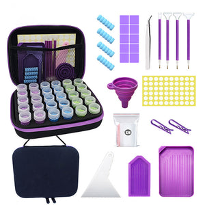 77PCS Large Capacity Diamond Painting Kits Organizer with 30 Bottles (Purple #2)