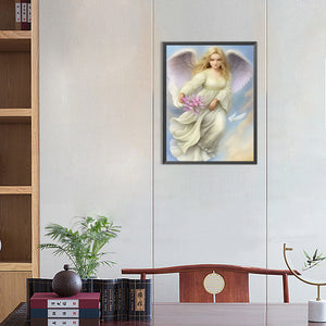 Flower-Carrying Angel 35X45CM(Canvas) Full AB Round Drill Diamond Painting