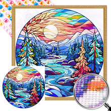 Load image into Gallery viewer, Stained Glass Forest 45X45CM(Canvas) Full AB Round Drill Diamond Painting
