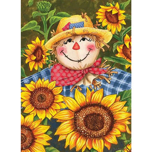 Scarecrow Among Sunflowers 45X60CM(Canvas) Full AB Round Drill Diamond Painting