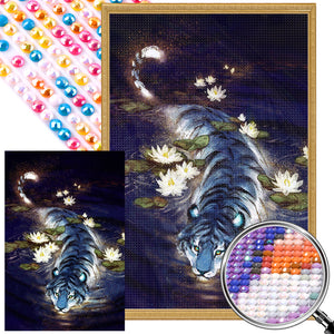 Water Tiger 45X65CM(Canvas) Full AB Round Drill Diamond Painting