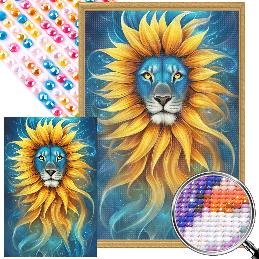 Sunflower Lion 45X65CM(Canvas) Full AB Round Drill Diamond Painting