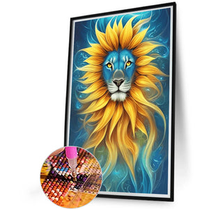 Sunflower Lion 45X65CM(Canvas) Full AB Round Drill Diamond Painting