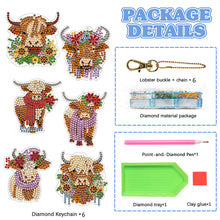 Load image into Gallery viewer, 6PCS Highland Yak Double Sided Special Shape Diamond Painting Keychain Pendant

