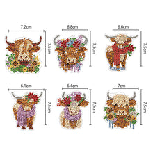 Load image into Gallery viewer, 6PCS Highland Yak Double Sided Special Shape Diamond Painting Keychain Pendant
