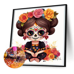 Sugar Skull Girl 30X30CM(Canvas) Full Round Drill Diamond Painting