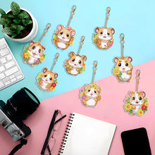 Load image into Gallery viewer, 8PCS Double Sided Round Diamond Painting Art Keychain Pendant for Adult(Hamster)
