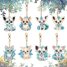 Load image into Gallery viewer, 8PCS Double Sided Round Diamond Painting Art Keychain Pendant (Diamond Dog)
