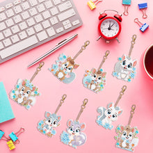 Load image into Gallery viewer, 8PCS Double Sided Round Diamond Painting Art Keychain Pendant (Squirrel #6)
