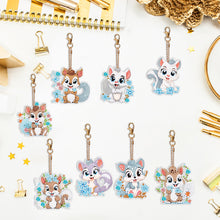 Load image into Gallery viewer, 8PCS Double Sided Round Diamond Painting Art Keychain Pendant (Squirrel #6)
