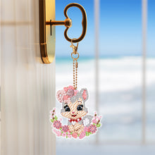 Load image into Gallery viewer, 8PCS Double Sided Round Diamond Painting Art Keychain Pendant (Squirrel #11)
