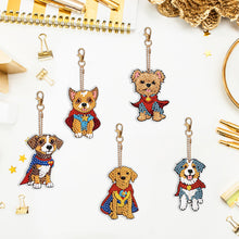 Load image into Gallery viewer, 5PCS Double Sided Round Diamond Painting Art Keychain Pendant (Puppy Hero)

