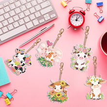 Load image into Gallery viewer, 5PCS Double Sided Round Diamond Painting Art Keychain Pendant for Adults (Calf)
