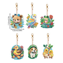 Load image into Gallery viewer, 6PCS Double Sided Round Diamond Painting Art Keychain Pendant(Nature and Animal)
