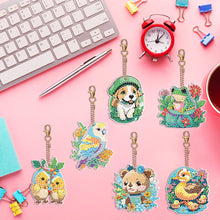 Load image into Gallery viewer, 6PCS Double Sided Round Diamond Painting Art Keychain Pendant(Nature and Animal)
