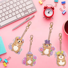 Load image into Gallery viewer, 4PCS Double Sided Diamond Painting Art Keychain Pendant for Beginners(Groundhog)
