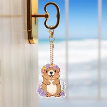 Load image into Gallery viewer, 4PCS Double Sided Diamond Painting Art Keychain Pendant for Beginners(Groundhog)
