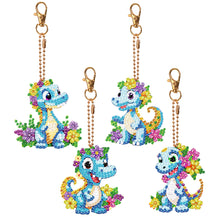 Load image into Gallery viewer, 4PCS Double Sided Diamond Painting Art Keychain Pendant for Beginners (Dinosaur)
