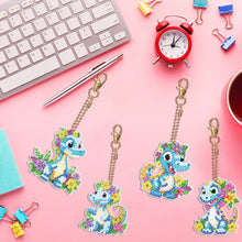 Load image into Gallery viewer, 4PCS Double Sided Diamond Painting Art Keychain Pendant for Beginners (Dinosaur)
