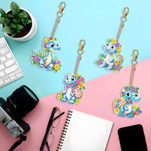 Load image into Gallery viewer, 4PCS Double Sided Diamond Painting Art Keychain Pendant for Beginners (Dinosaur)
