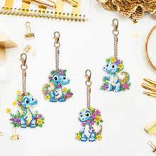 Load image into Gallery viewer, 4PCS Double Sided Diamond Painting Art Keychain Pendant for Beginners (Dinosaur)
