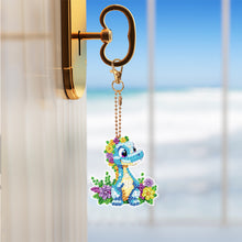 Load image into Gallery viewer, 4PCS Double Sided Diamond Painting Art Keychain Pendant for Beginners (Dinosaur)
