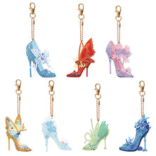 Load image into Gallery viewer, 7PCS Double Sided Diamond Painting Art Keychain Pendant (Butterfly High Heels)
