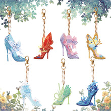 Load image into Gallery viewer, 7PCS Double Sided Diamond Painting Art Keychain Pendant (Butterfly High Heels)
