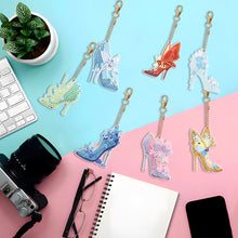 Load image into Gallery viewer, 7PCS Double Sided Diamond Painting Art Keychain Pendant (Butterfly High Heels)
