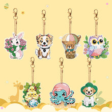 Load image into Gallery viewer, 7PCS Double Sided Diamond Painting Art Keychain Pendant for Beginners (Animals)
