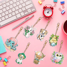 Load image into Gallery viewer, 7PCS Double Sided Diamond Painting Art Keychain Pendant for Beginners (Animals)
