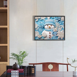 Snowman¡¤Blue 40X50CM(Canvas) Partial Special Shaped Drill Diamond Painting