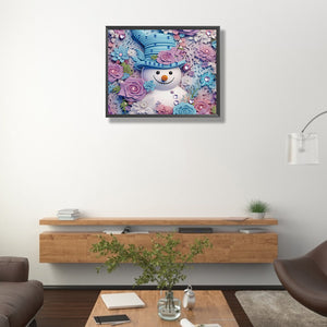 Snowman¡¤Purple 40X50CM(Canvas) Partial Special Shaped Drill Diamond Painting