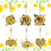 Load image into Gallery viewer, 6PCS Double Sided Special Shape Diamond Painting Keychain (Sunflower Bee)
