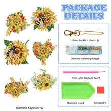 Load image into Gallery viewer, 6PCS Double Sided Special Shape Diamond Painting Keychain (Sunflower Bee)
