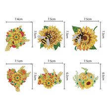 Load image into Gallery viewer, 6PCS Double Sided Special Shape Diamond Painting Keychain (Sunflower Bee)
