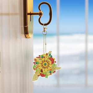 6PCS Double Sided Special Shape Diamond Painting Keychain (Sunflower Bee)