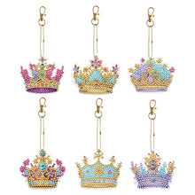 Load image into Gallery viewer, 6PCS Double Sided Special Shape Diamond Painting Keychain for Beginners (Crown)
